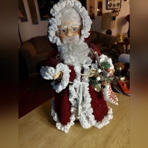 Vintage* Rare 70s Santa in Crocheted Robe 15" Tall
